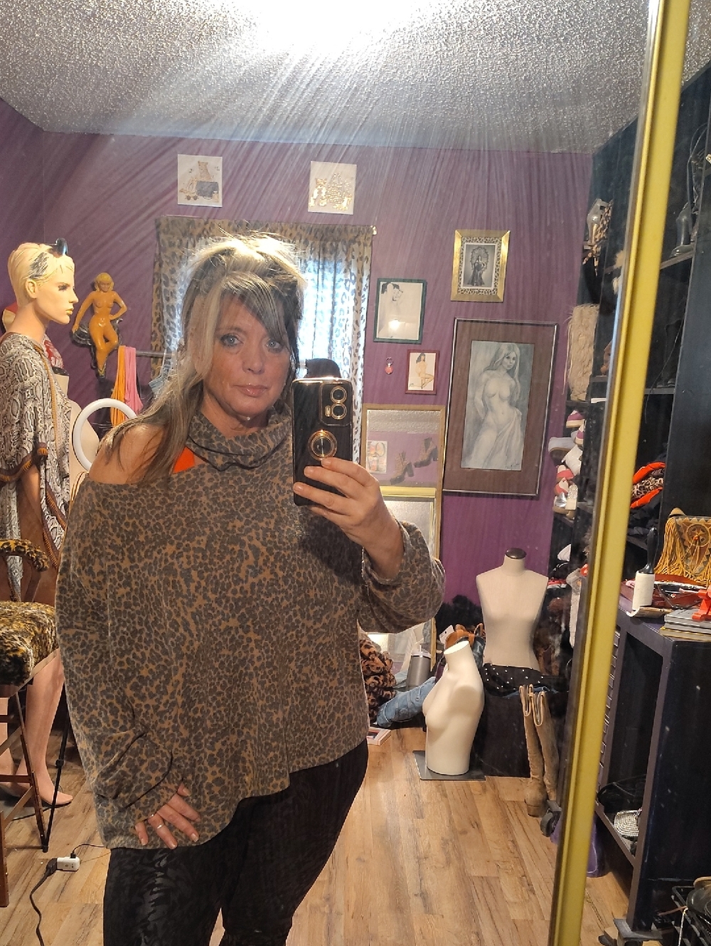 Terra & Sky Leopard Print Lounge Top - Brown and Black